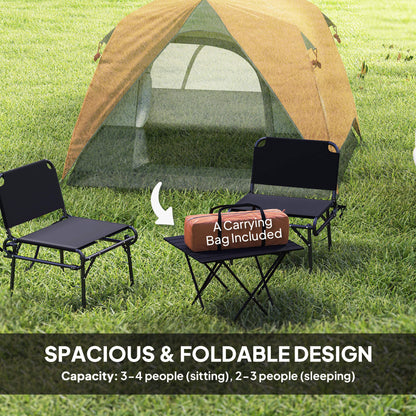 3-4 Person Camping Tent, Waterproof Tent, Orange and Grey