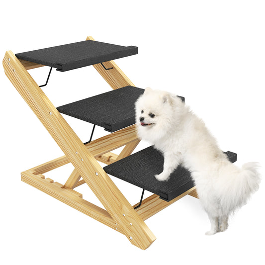 Dog Steps Dog Ramp, 3-Step Adjustable Height Pet Stairs for Medium Dogs
