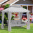 2-in-1 Convertible Swing Chair Bed 3 Seater Hammock Gazebo Patio Bench Cushioned Seat Mesh Curtains - Grey