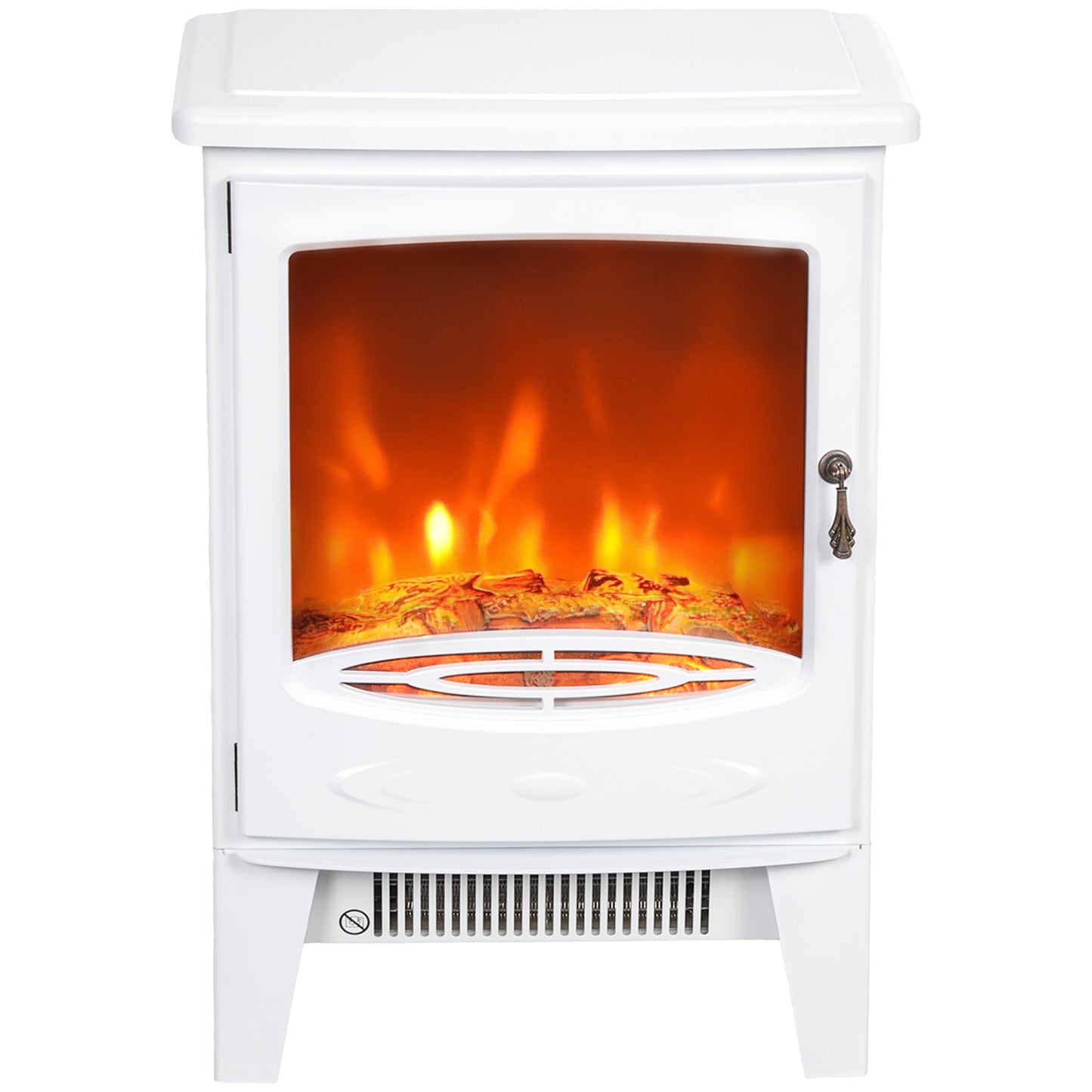 Electric Fireplace Freestanding w/Realistic Flame Effect, White