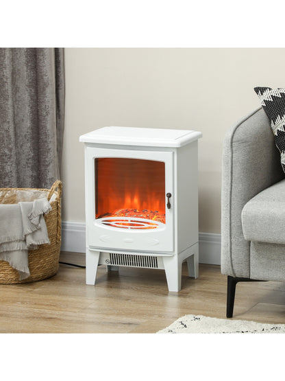 Electric Fireplace Freestanding w/Realistic Flame Effect, White