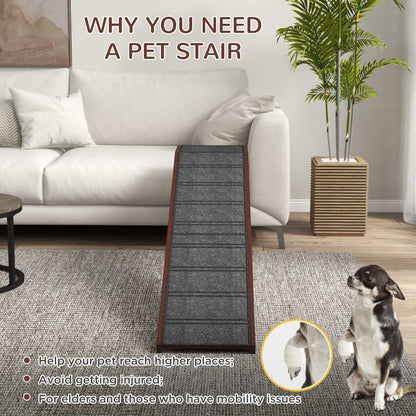 Pet Ramp for Dogs Cats Non-Slip Carpet Top Platform - Brown & Grey