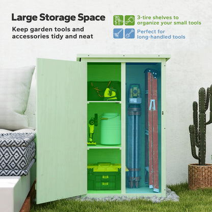 Garden Shed Outdoor Tool Storage w/ 2 Shelves 75 x 56 x115cm Green