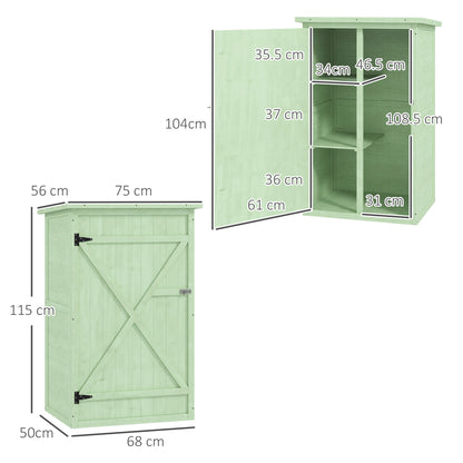 Garden Shed Outdoor Tool Storage w/ 2 Shelves 75 x 56 x115cm Green