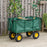 Large 4 Wheel Heavy Duty Garden Trolley Cart Wheelbarrow with Handle and Metal Frame - Green