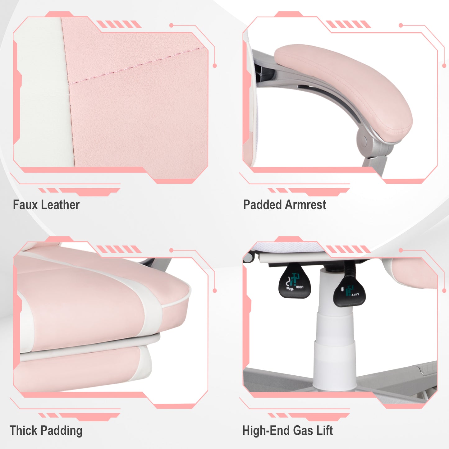 PU Leather Computer Gaming Chair with Footrest & 150° Reclining Back