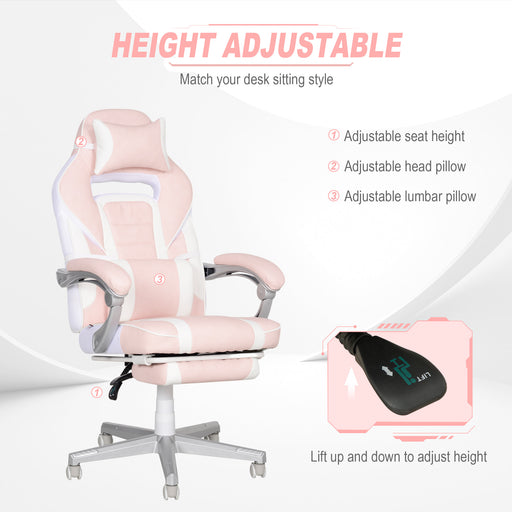 PU Leather Computer Gaming Chair with Footrest & 150° Reclining Back