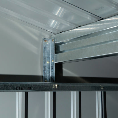 9 x 6FT Outdoor Garden Roofed Metal Storage Shed Tool Box with Foundation Ventilation & Doors, Grey