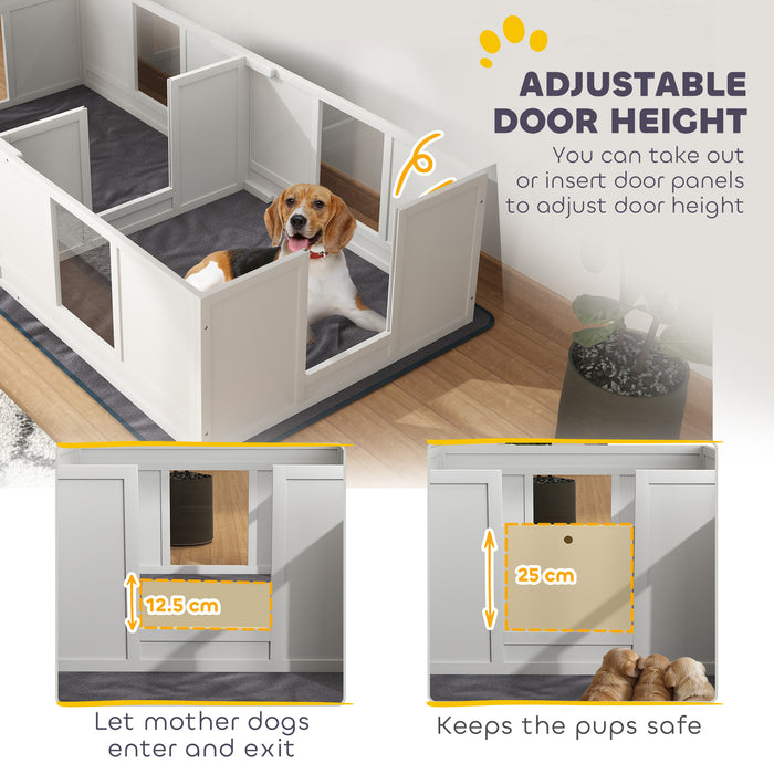 Whelping Box for Dogs with Whelping Pad, Two Room Design, 196 x 96cm