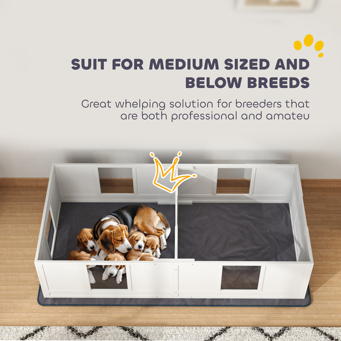 Whelping Box for Dogs with Whelping Pad, Two Room Design, 196 x 96cm