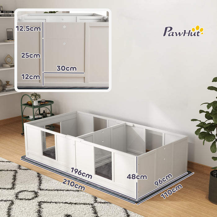 Whelping Box for Dogs with Whelping Pad, Two Room Design, 196 x 96cm