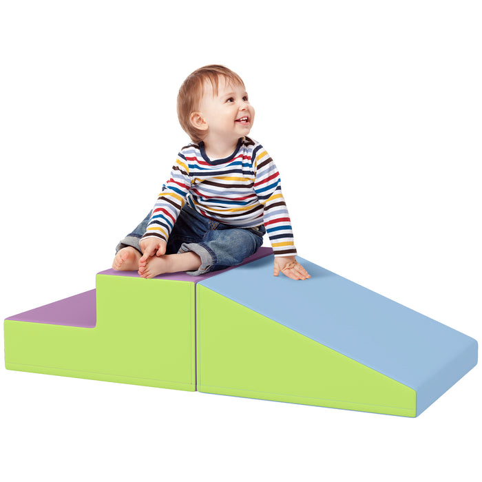 2 Piece Soft Play Set for Toddler Climb and Crawl, Blue