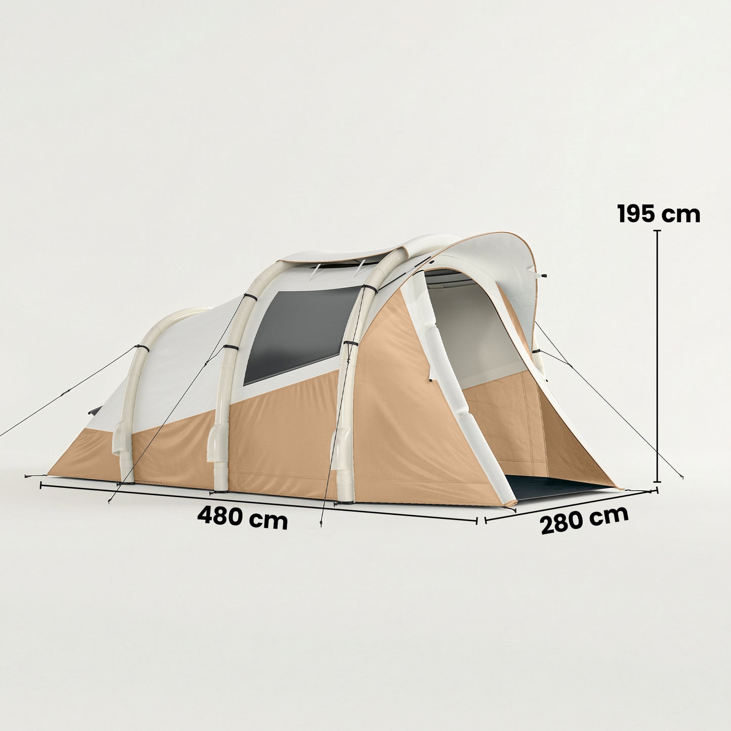 Inflatable Camping Tent w/ Air Pump, 2-3 Person Blow Up Tent, Khaki