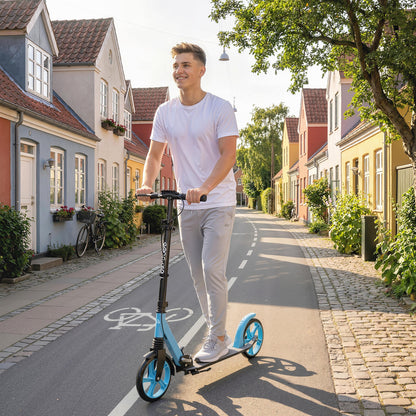 Folding Kick Scooter for 14+ w/ Adjustable Height, Blue