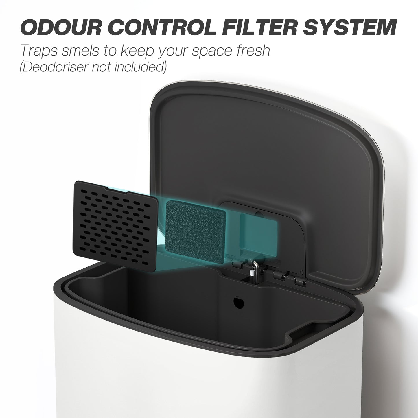 Pedal Bin with Soft-Close Lid, 50L Kitchen Bin with Carry Handle Cream