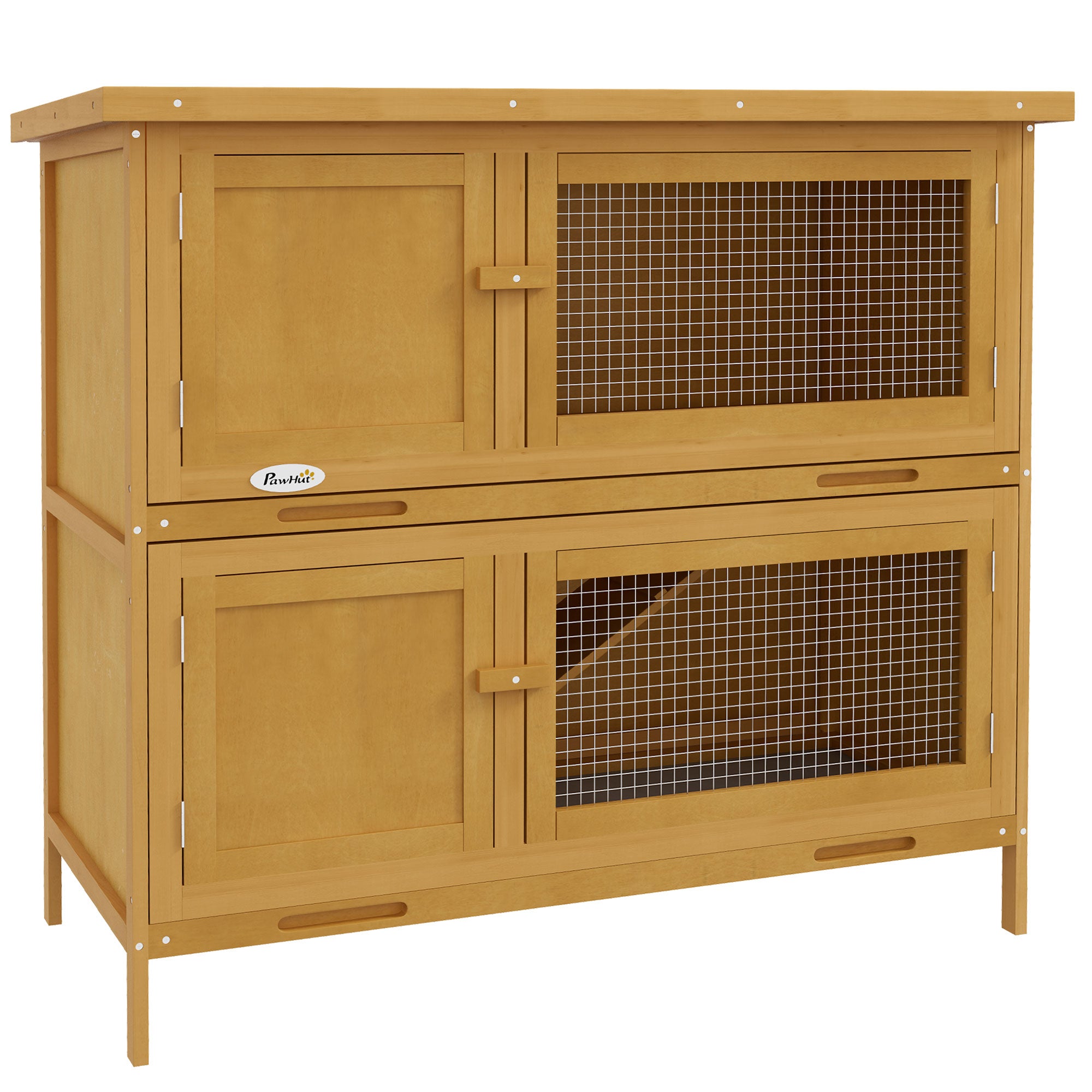 Double Decker Rabbit Hutch Bunny Cage Pet House Outdoor W/ Tray, Yello ...