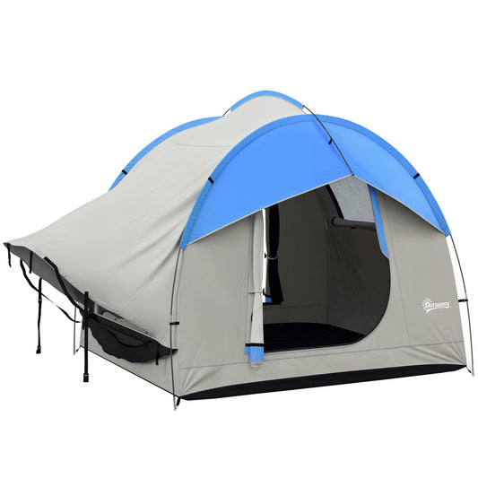 SUV Car Tent for Camping, Waterproof PU2000mm, 5 Man Tailgate Tent, for SUV Van Pickup, 2.4 x 2.1 m, Grey and Blue
