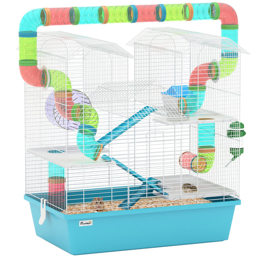 4 Tier Cage with Tubes, for Dwarf Hamster, Light Blue