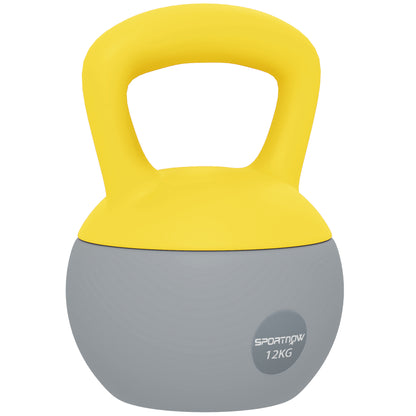 12KG Kettlebell with Soft Body and Non-Slip Handle, Yellow, Grey