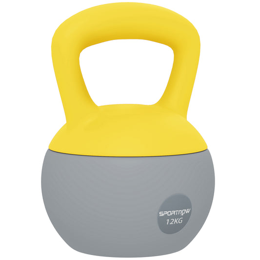 12KG Kettlebell with Soft Body and Non-Slip Handle, Yellow, Grey