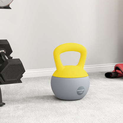 12KG Kettlebell with Soft Body and Non-Slip Handle, Yellow, Grey