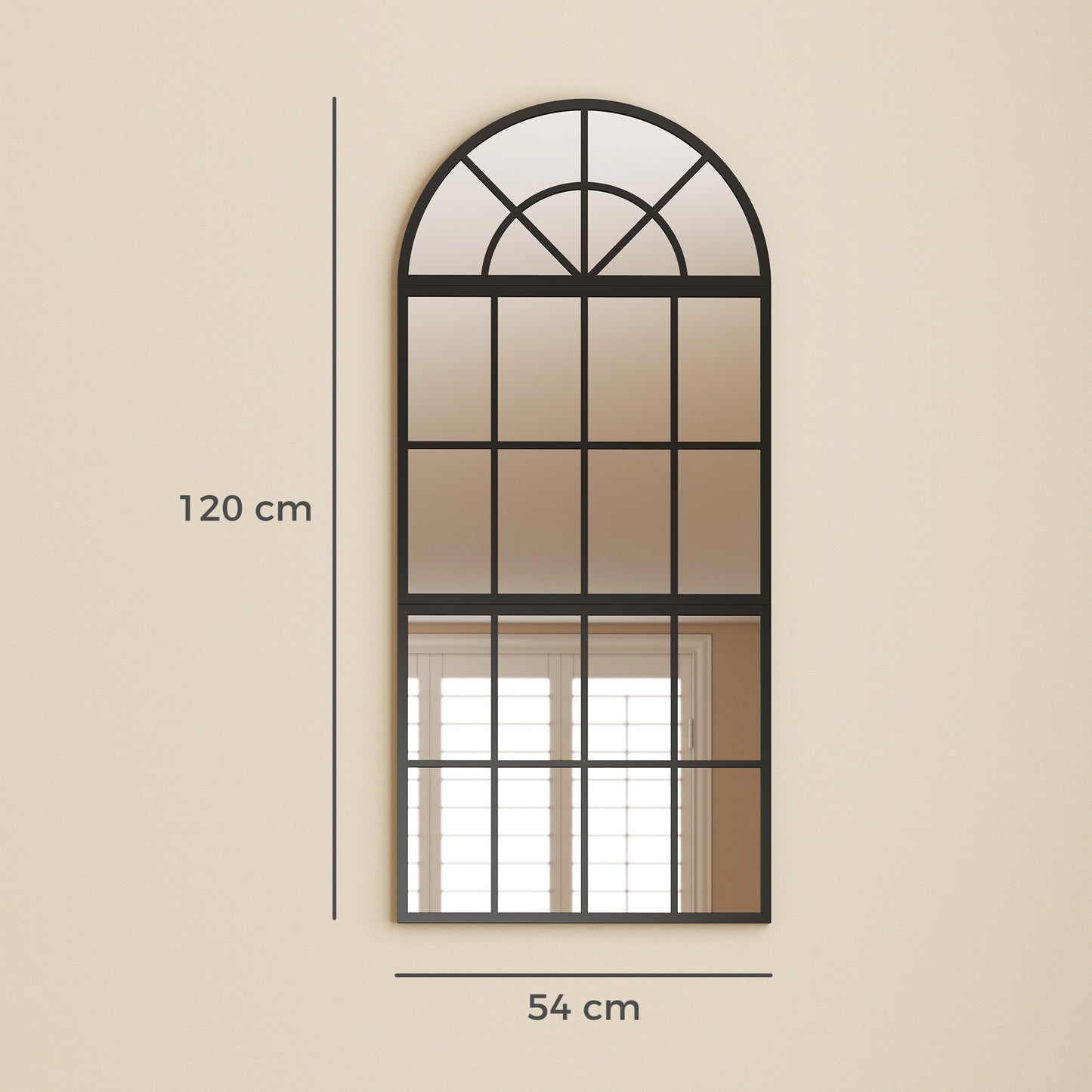 Large Arched Wall Mirror with 3-Piece and Tempered Glass