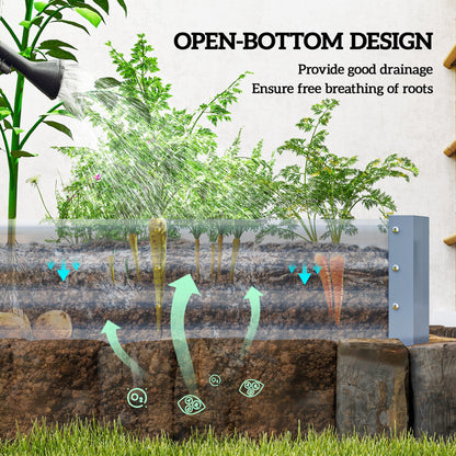 Galvanised Raised Garden Bed, 240 x 120 x 30cm Raised Bed with Reinforcing Bars, Outdoor Raised Planter with Open Bottom for Vegetables, Flowers, Herbs, Silver