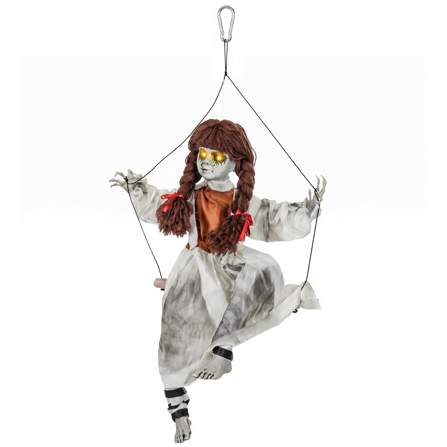 Halloween Animated Hanging Creepy Girl on Swing Decoration