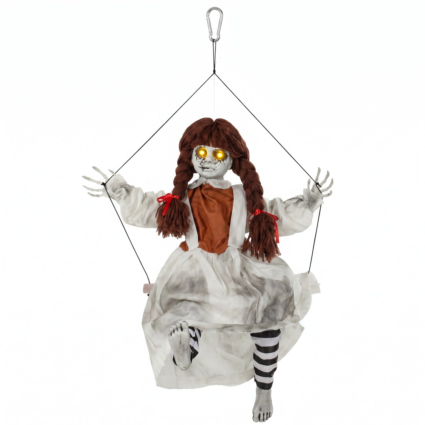 Halloween Animated Hanging Creepy Girl on Swing Decoration