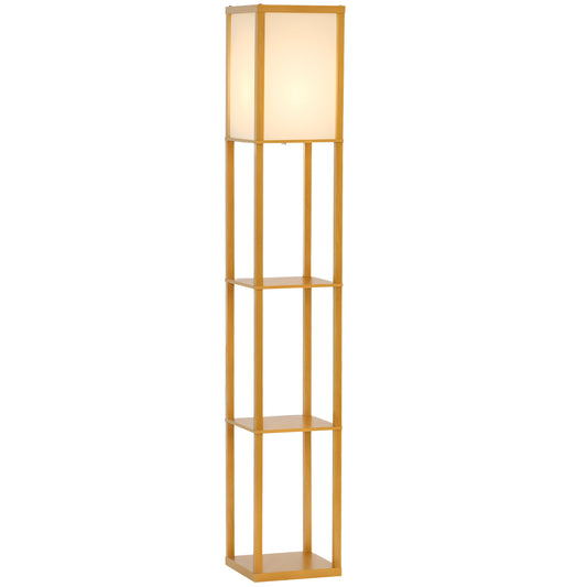 Floor Lamp Reading Lamp with 3-Tier Storage Shelf for Home Office Natural