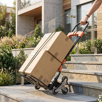 Heavy Duty Foldable Trolley on Wheels, Black and Orange