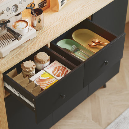 Tall Kitchen Cupboard with LED Lights and Adjustable Shelves, Oak