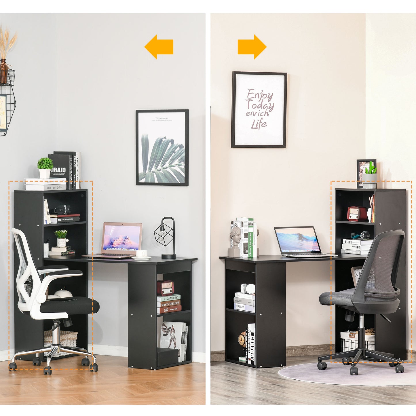 120cm Computer Desk Bookshelf Writing Table 6 Shelves Black