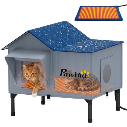 Heated Cat House Weatherproof Cat House for Outside with Heating Pad