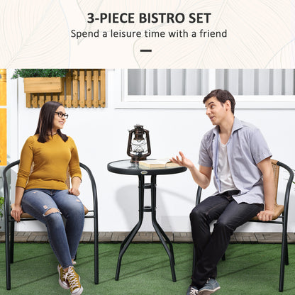 3 Pieces Garden Furniture Set with 2 Stackable Chairs, Brown
