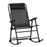 Garden Rocking Chair Folding Outdoor Adjustable Rocker Zero-Gravity Seat with Headrest Camping Fishing Patio Deck - Black