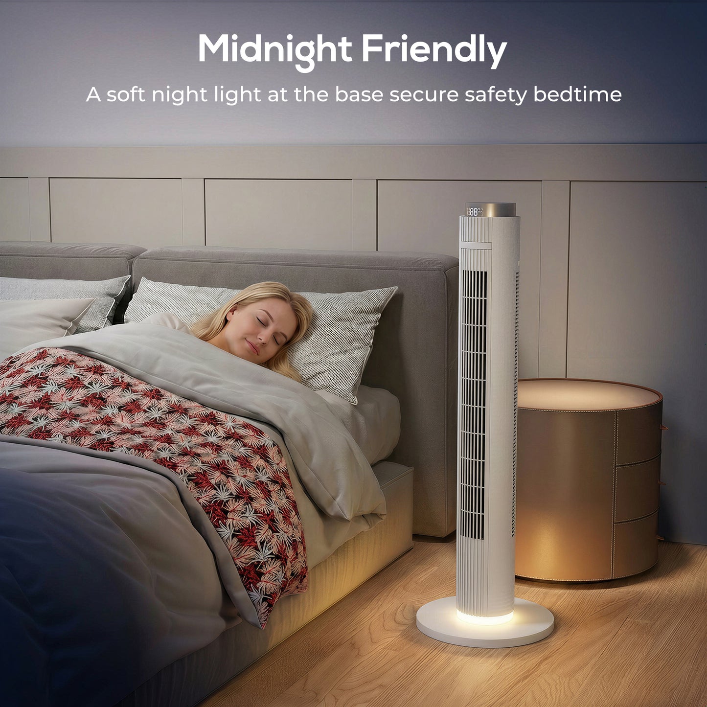 96 cm Tower Fan, Standing Floor Fan with Remote Control White
