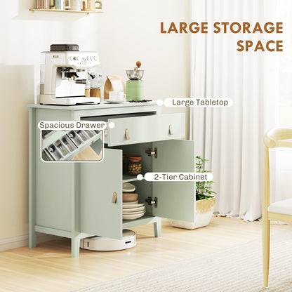 Sideboard with Drawer, Adjustable Shelf for Living Room, Light Green