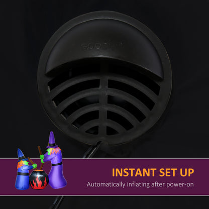 Inflatable Halloween Lawn Decoration with LED Witches Around A Black Cauldron