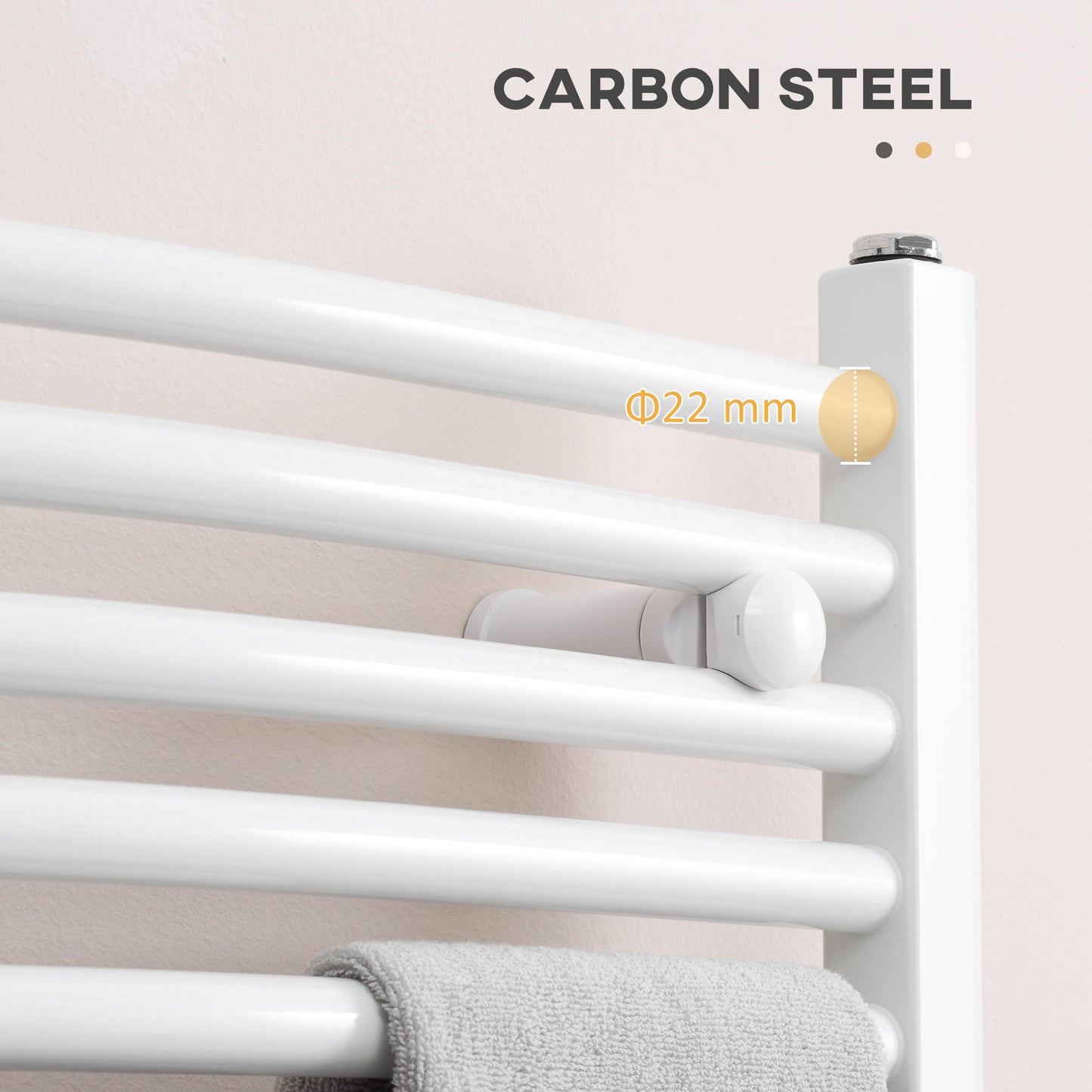 Straight Heated Towel Rail, Hydronic Bathroom Ladder Radiator Towel Warmer For Central Heating 600mm x 700mm, White