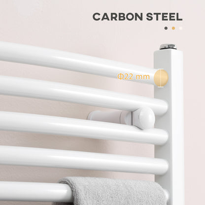 Straight Heated Towel Rail, Hydronic Bathroom Ladder Radiator Towel Warmer For Central Heating 600mm x 700mm, White