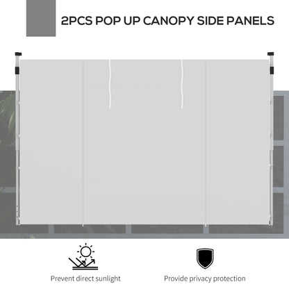 Gazebo Side Panels, 2 Pack Sides Replacement, for 3x3(m) or 3x6m Pop Up Gazebo, with Windows and Doors, White