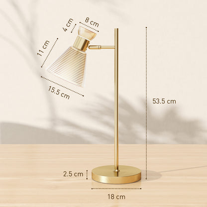 Table Lamp with Adjustable Head, Modern Bedside Lamp, Gold Tone