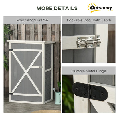 Garden Storage Shed Fir Wood Tool Cabinet Organiser with Shelves - Grey