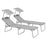 Outdoor Foldable Sun Lounger Set of 2, 4 Level Adjustable Backrest Reclining Sun Lounger Chair with Angle Adjust Sun Shade Awning for Beach, Garden, Patio, Light Grey