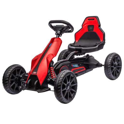 12V Electric Go Kart for Kids, Ride-On Racing Go Kart w/ Forward Reversing, Rechargeable Battery, 2 Speeds, for Kids Aged 3-8, Red