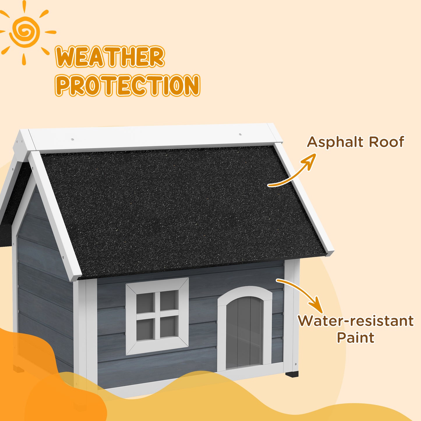 Outdoor Feral Cat House with Openable Asphalt Roof - Grey