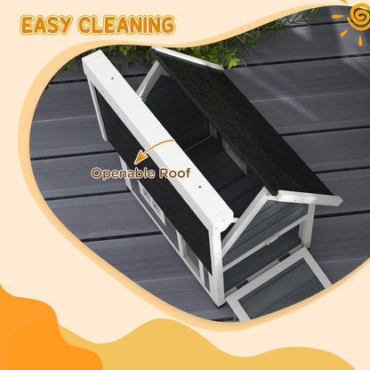 Outdoor Feral Cat House with Openable Asphalt Roof - Grey