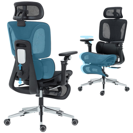 Ergonomic Office Chair, Mesh Desk Chair with Lumbar Support, Footrest