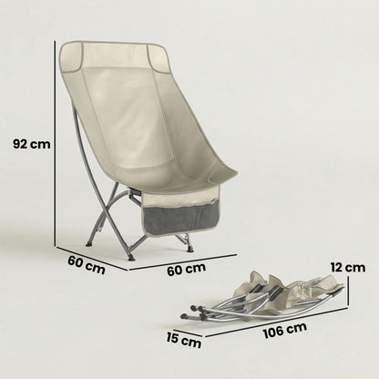 Camping Chair Portable with Side Pocket Khaki